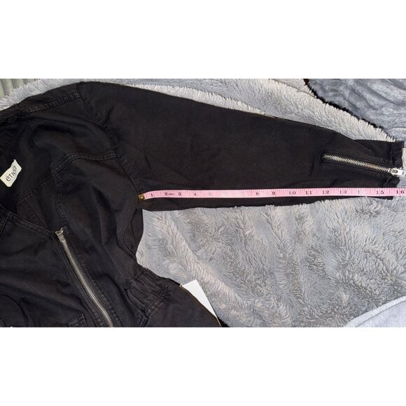 Etica Denim Jumpsuit Women Size XS Janai Moto Black Beauty Cotton Blend Zip-Up - Picture 6 of 8